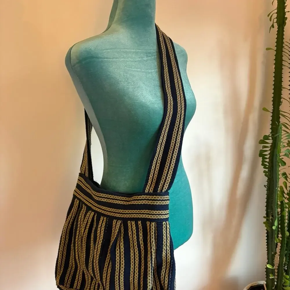Knit Striped Crossbody Bag | Boho Coastal Grandmother 100% Cotton Woven handmade